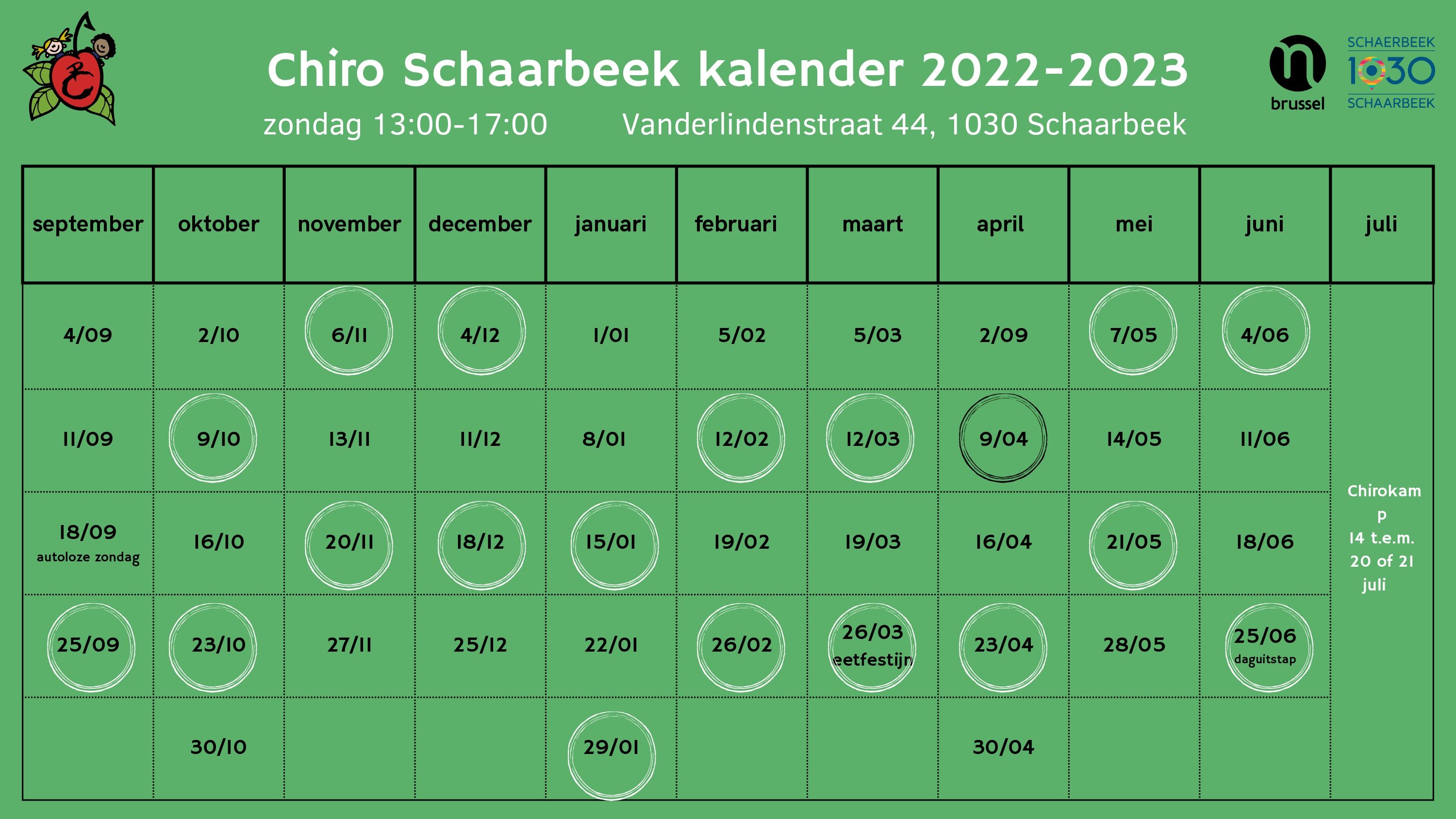 Kalender 2022 – 2023